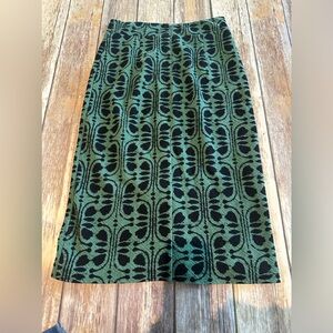 Anthropologie Maeve green and black pencil skirt